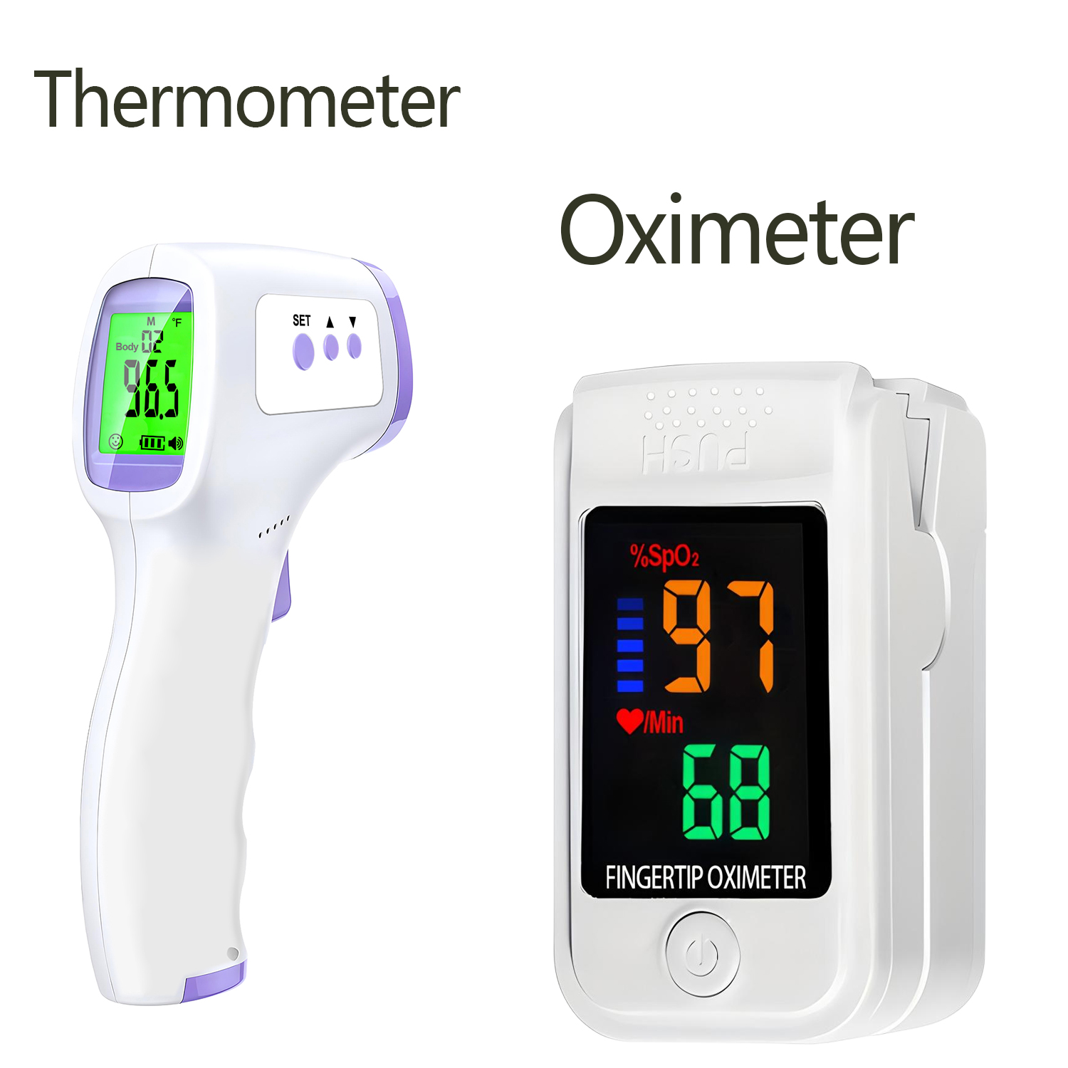 Digital Thermometer Infrared - 非接触デジタル赤外線額温度計または指先パルスオキシメーター酸素飽和度計オキシメーター
