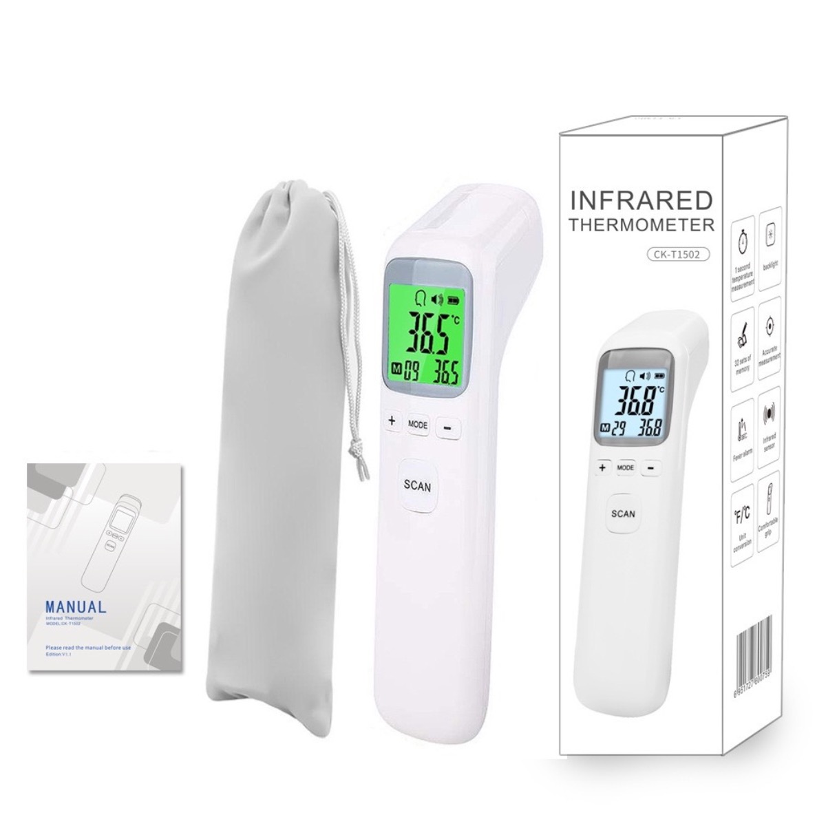 Digital Thermometer Infrared - 大人と子供用の体温計、非接触式額体温計、発熱警告、即時正確な測定デジタル体温計
