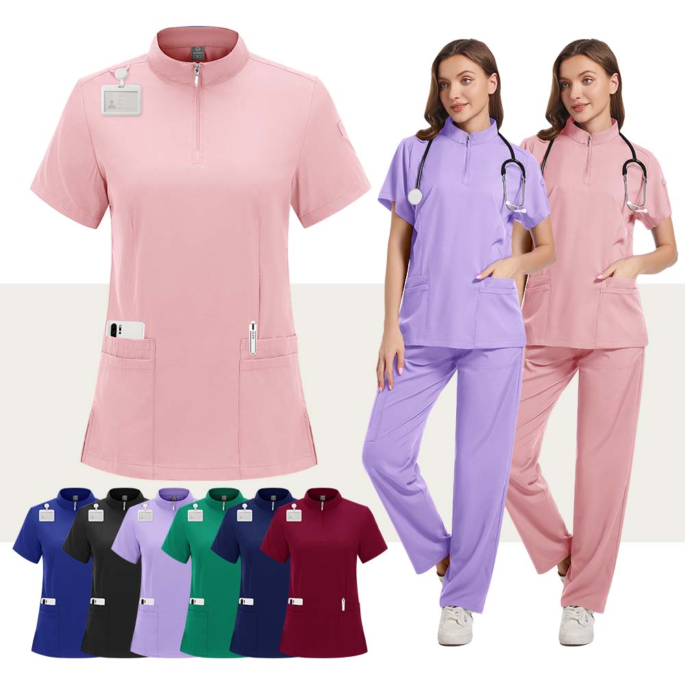 Medical Lab Uniform - ストレッチスクラブ女性セット医療制服女性外科トップスパンツ歯科医院美容院作業服服ナースアクセサリー