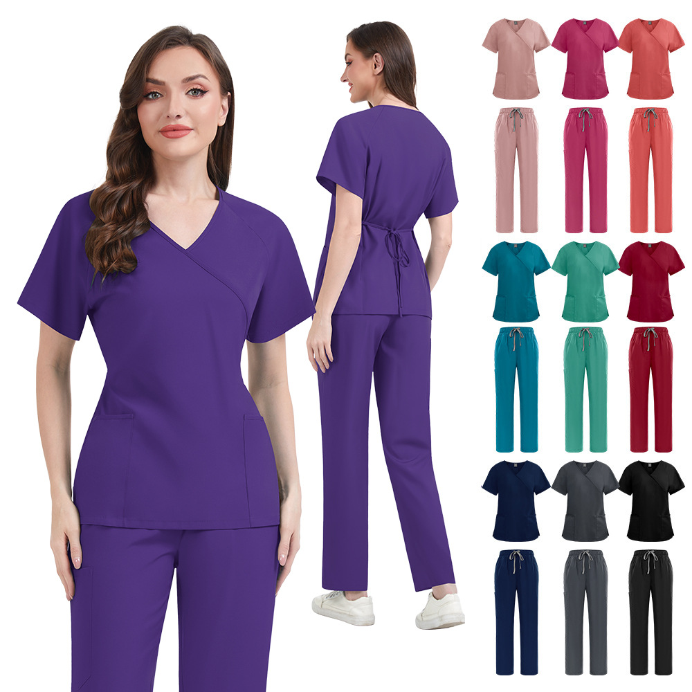 Medical Lab Uniform - スリムフィット女性スクラブセット病院医療制服看護師アクセサリー歯科医院美容院スパペットラボ作業服服