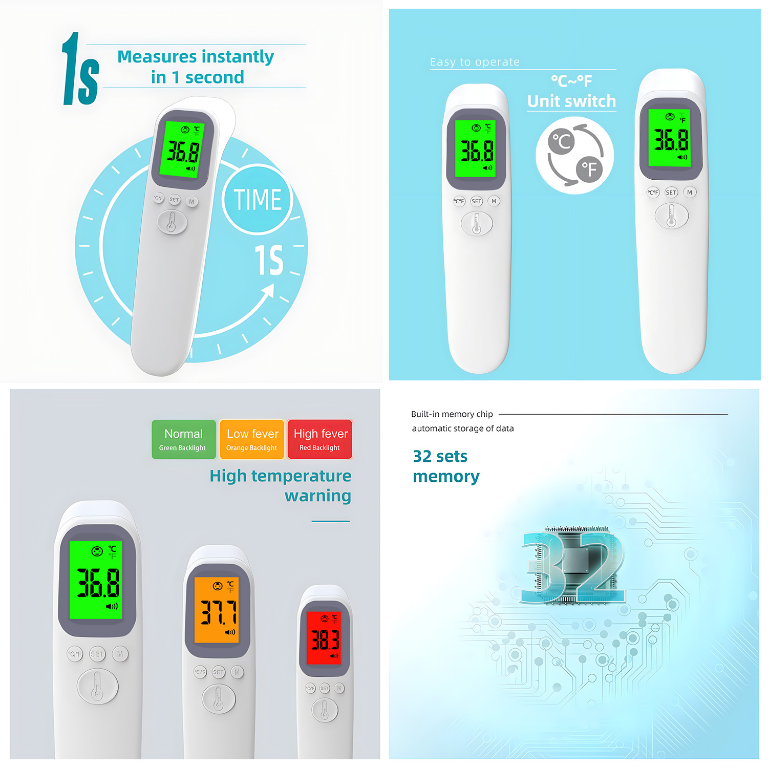 デジタル赤外線体温計医療家庭用幼児大人額非接触体温計耳体温計 - Digital Thermometer Infrared のレビューと価格