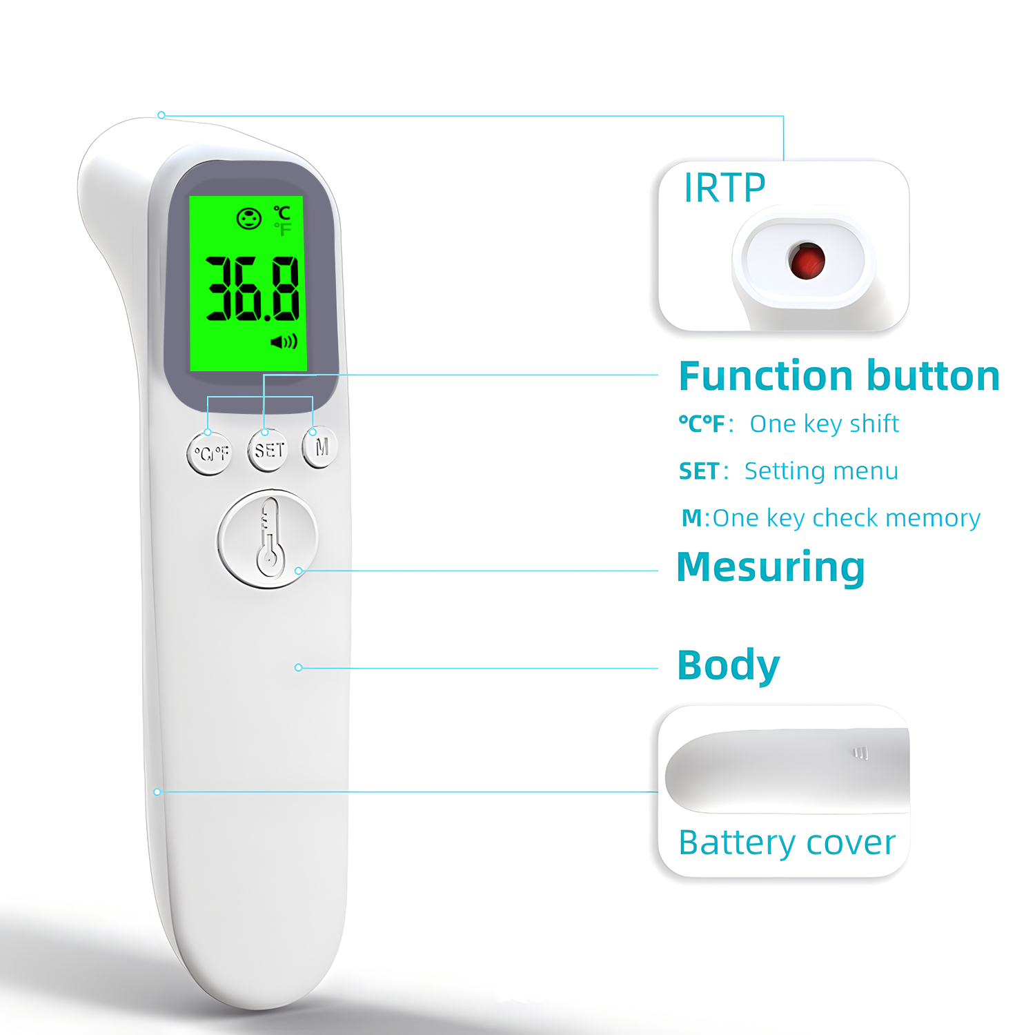 デジタル赤外線体温計医療家庭用幼児大人額非接触体温計耳体温計 - Digital Thermometer Infrared のレビューと価格