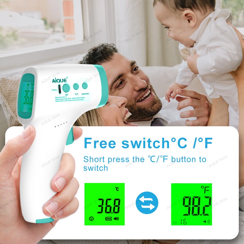 AiQUE充電式デジタル ℃ ℉   体温計 発熱 LED  - Digital Thermometer Infrared のレビューと価格