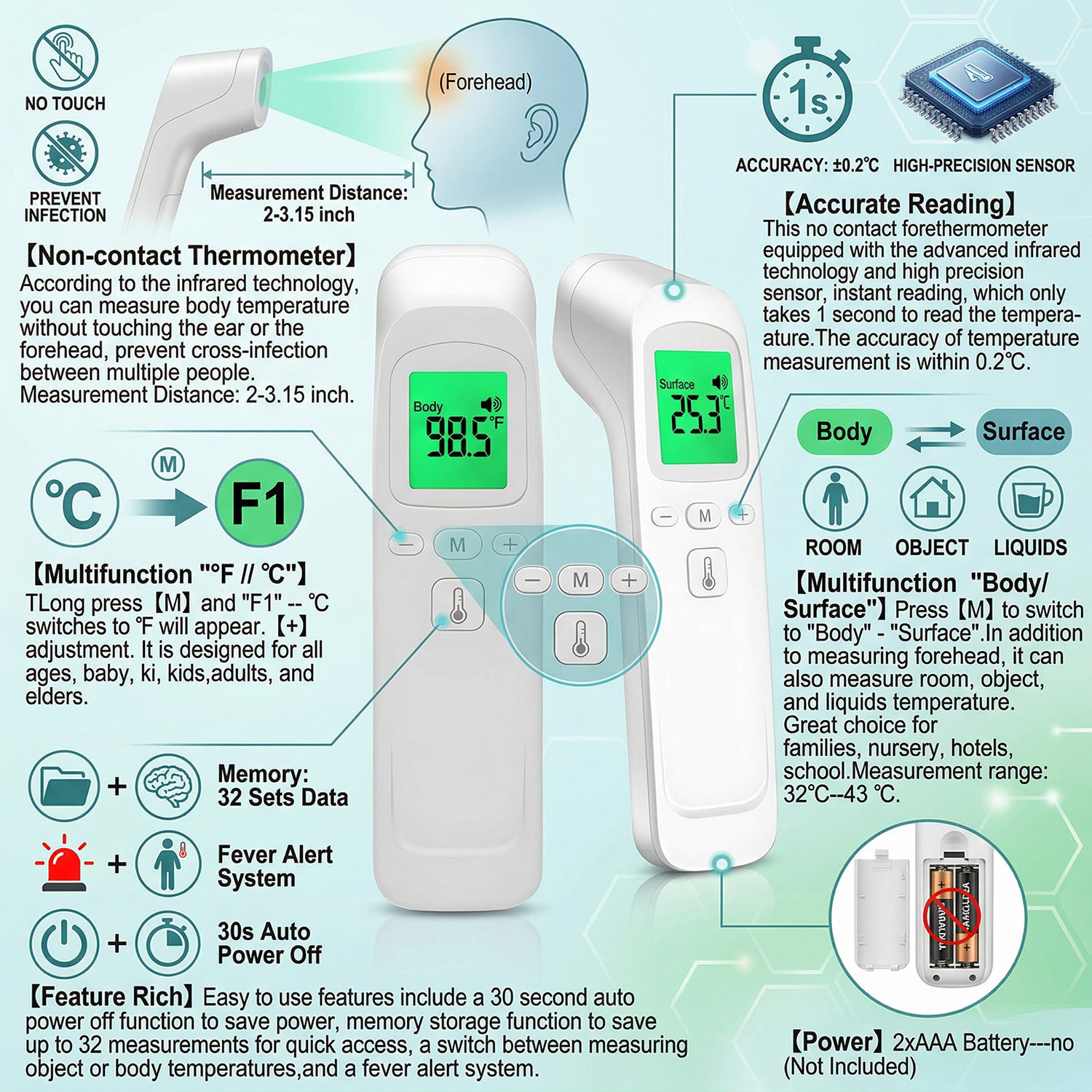 デジタル額体温計 電子非接触式臨床精度 非接触体温計 発熱ま - Digital Thermometer Infrared のレビューと価格