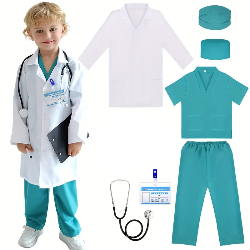 子供のための医師と看護師のコスプレ衣装,白い実験室のコート, - Medical Lab Units のレビューと価格