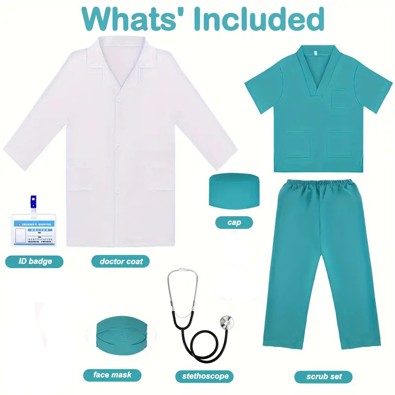 子供のための医師と看護師のコスプレ衣装,白い実験室のコート, - Medical Lab Units のレビューと価格