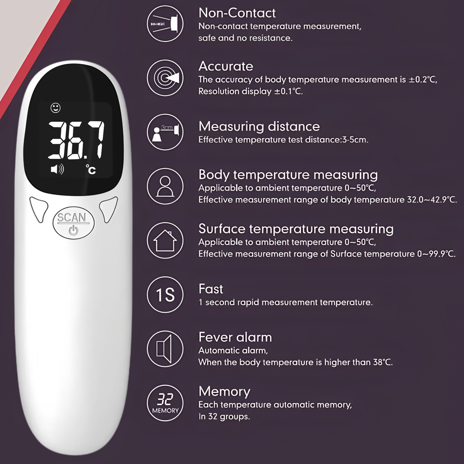 医療用赤外線温度計 デジタル非接触式体温計 子供・大人用 発 - Digital Thermometer Infrared のレビューと価格